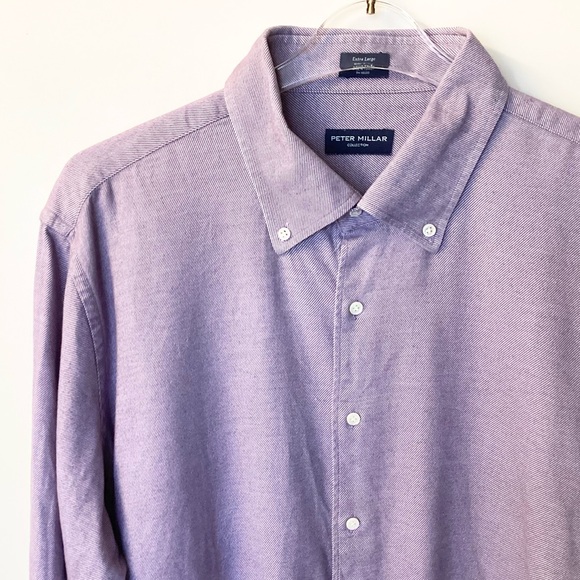 Peter Millar Long Sleeve Button Down Shirt - Purple - XL - Picture 2 of 6